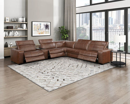 Homelegance  - Sutton 6-Piece Modular Power Reclining Sectional W/ Power Headrests and Charging Ports in Brown - 9790BRWx6LRRRPWH  view 3