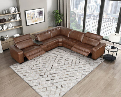 Homelegance  - Sutton 6-Piece Modular Power Reclining Sectional W/ Power Headrests and Charging Ports in Brown - 9790BRWx6LRRRPWH  view 4
