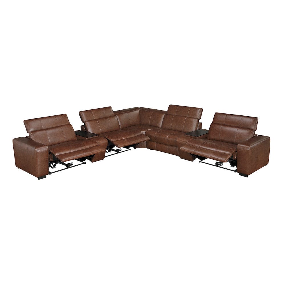 Homelegance  - Sutton 7-Piece Modular Power Reclining Sectional W/ Power Headrests and Charging Ports in Brown - 9790BRWx7LRRRPWH  view 2