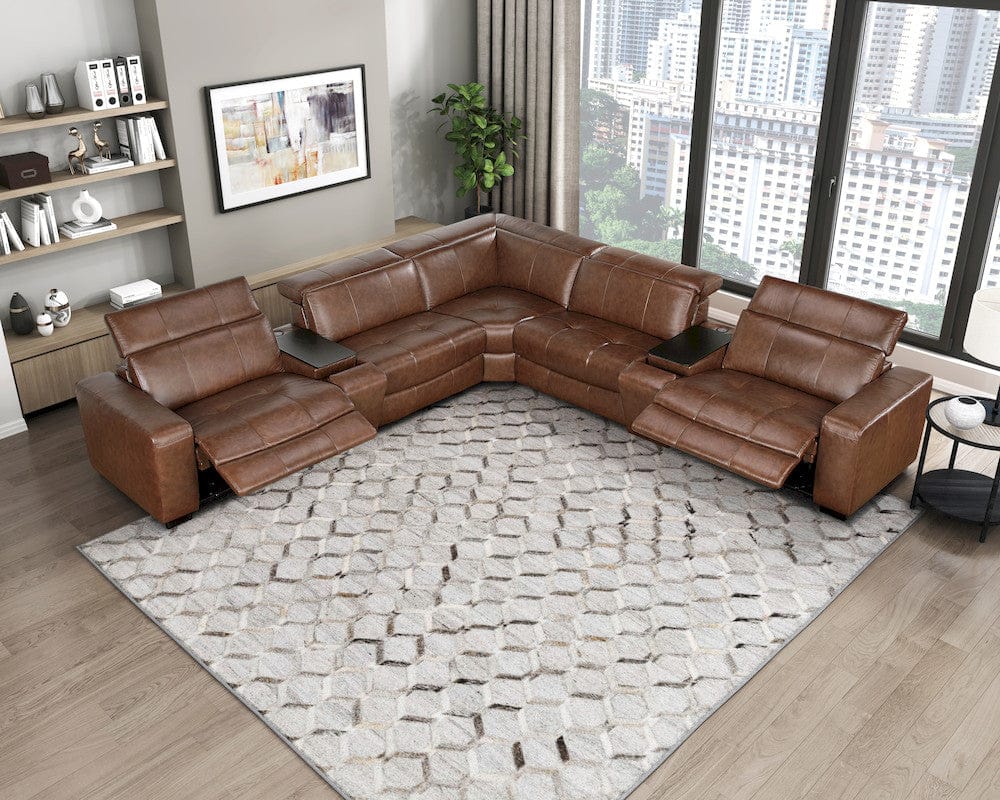 Homelegance  - Sutton 7-Piece Modular Power Reclining Sectional W/ Power Headrests and Charging Ports in Brown - 9790BRWx7LRRRPWH  view 4