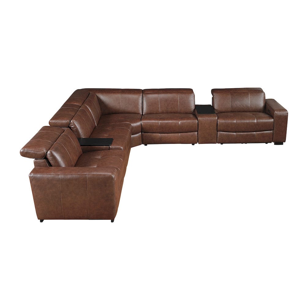 Homelegance  - Sutton 7-Piece Modular Power Reclining Sectional W/ Power Headrests and Charging Ports in Brown - 9790BRWx7LRRRPWH  view 11