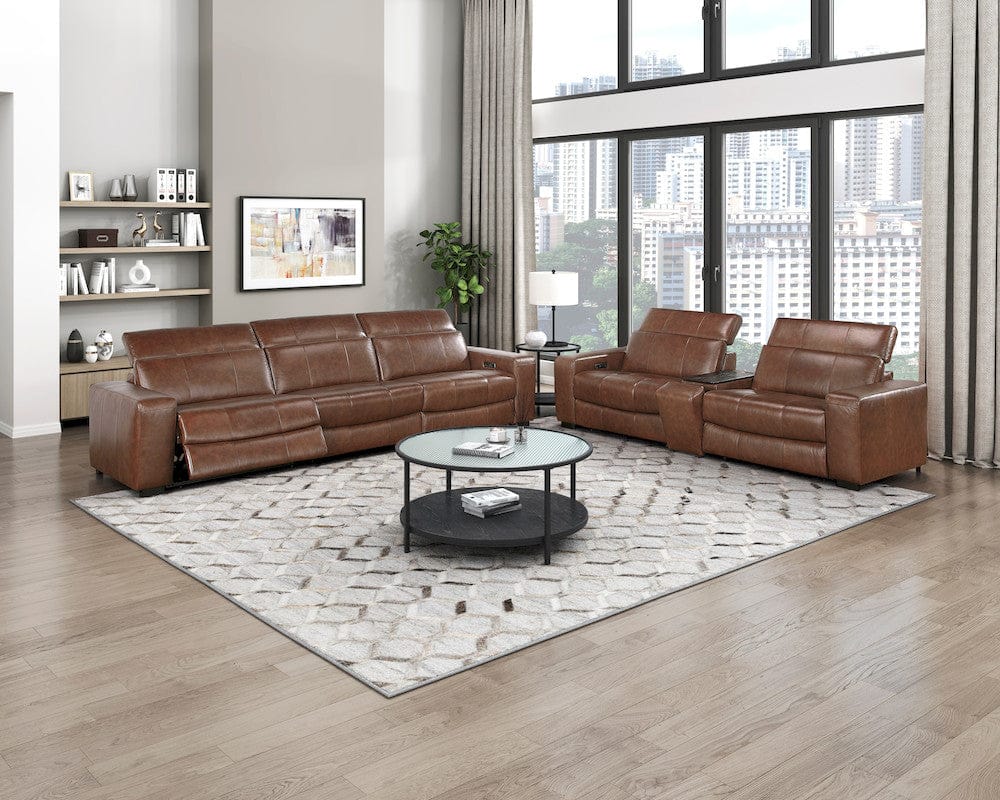 Homelegance  - Sutton Power Double Reclining Love Seat W/ Center Console, Power Headrest and Charging Ports in Brown - 9790BRW-2CNPWHx  view 4