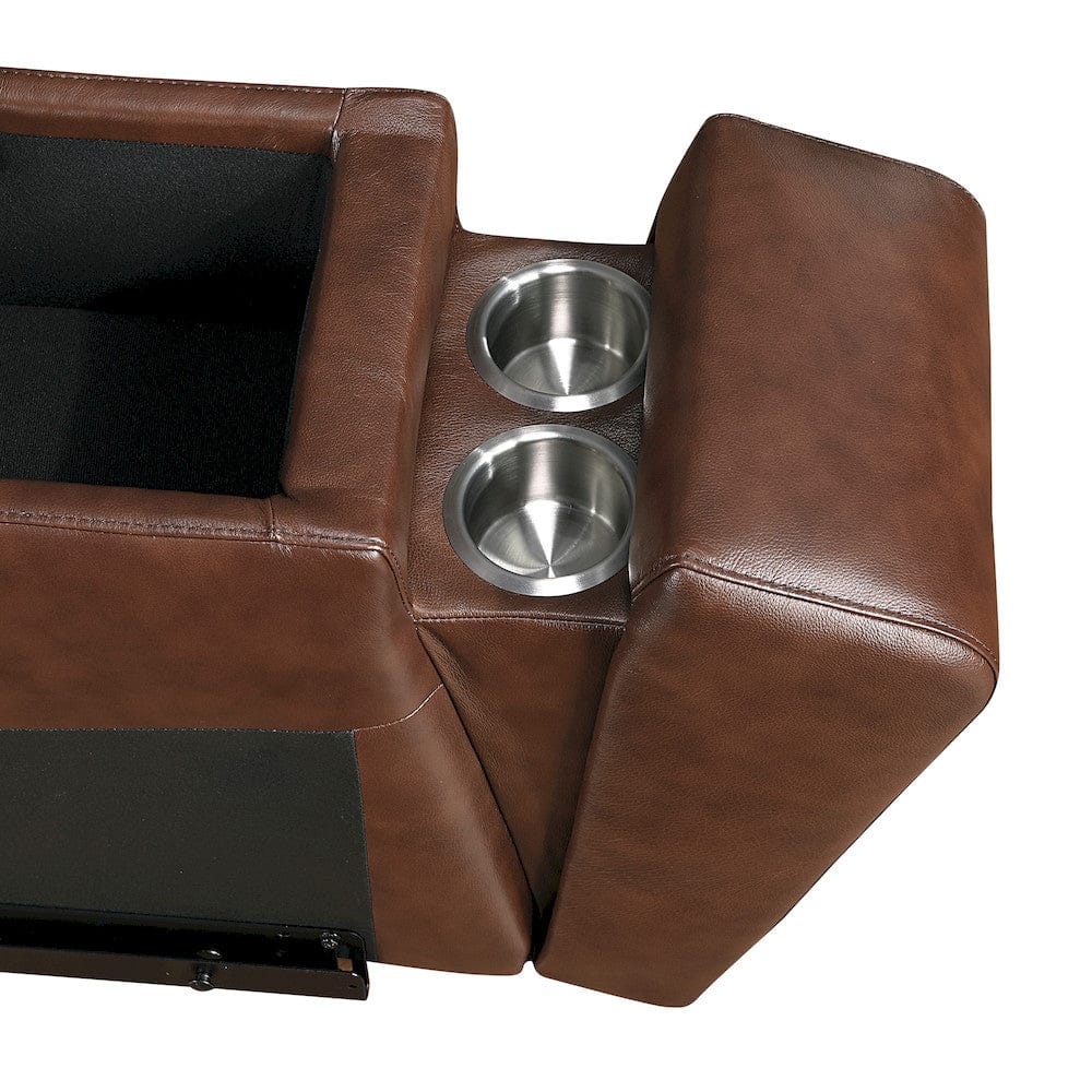 Homelegance  - Sutton Power Double Reclining Love Seat W/ Center Console, Power Headrest and Charging Ports in Brown - 9790BRW-2CNPWHx  view 9