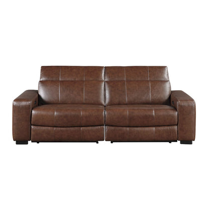 Homelegance  - Sutton Power Double Reclining Love Seat W/ Power Headrests and Charging Ports in Brown - 9790BRW-2PWHx  view 1