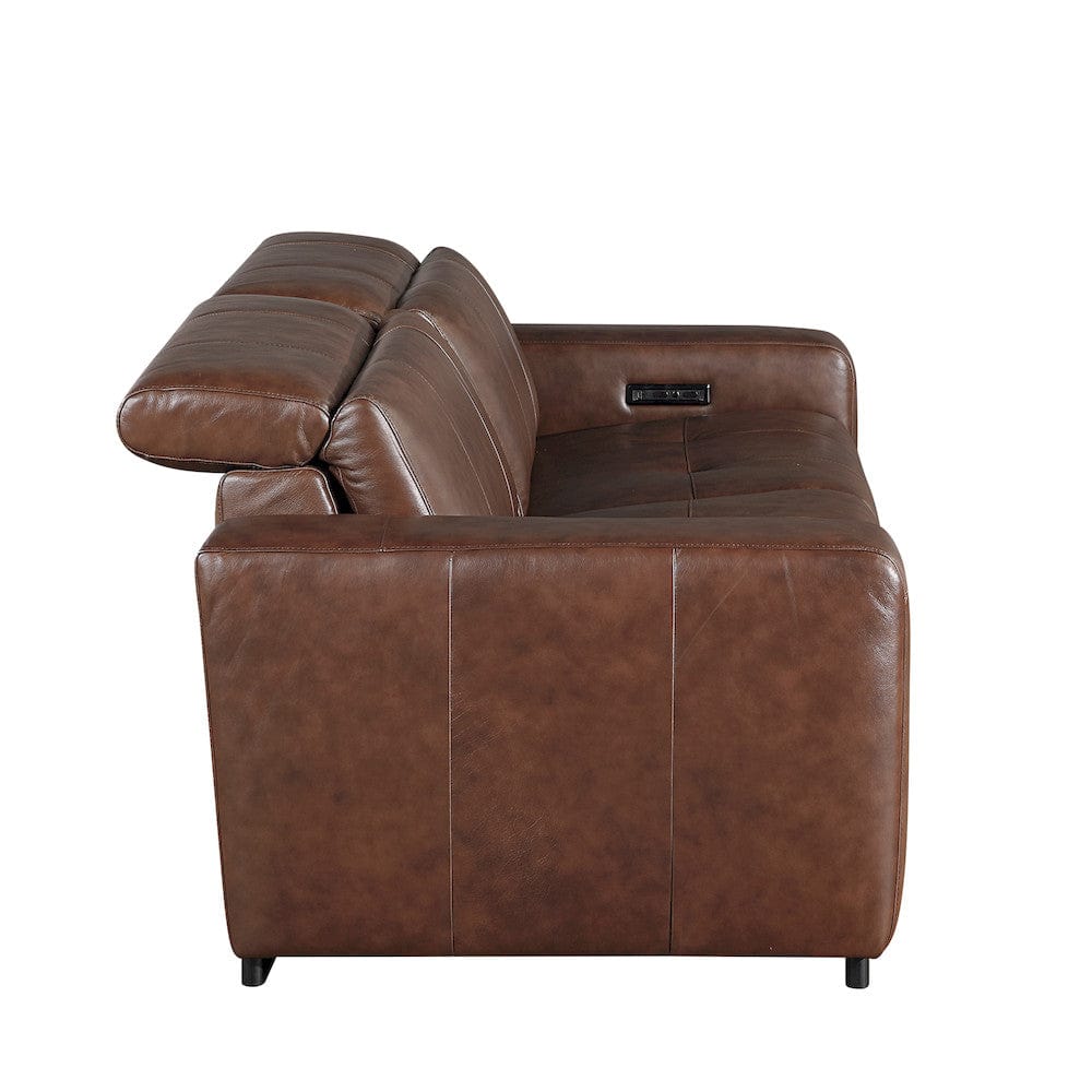 Homelegance  - Sutton Power Double Reclining Love Seat W/ Power Headrests and Charging Ports in Brown - 9790BRW-2PWHx  view 2