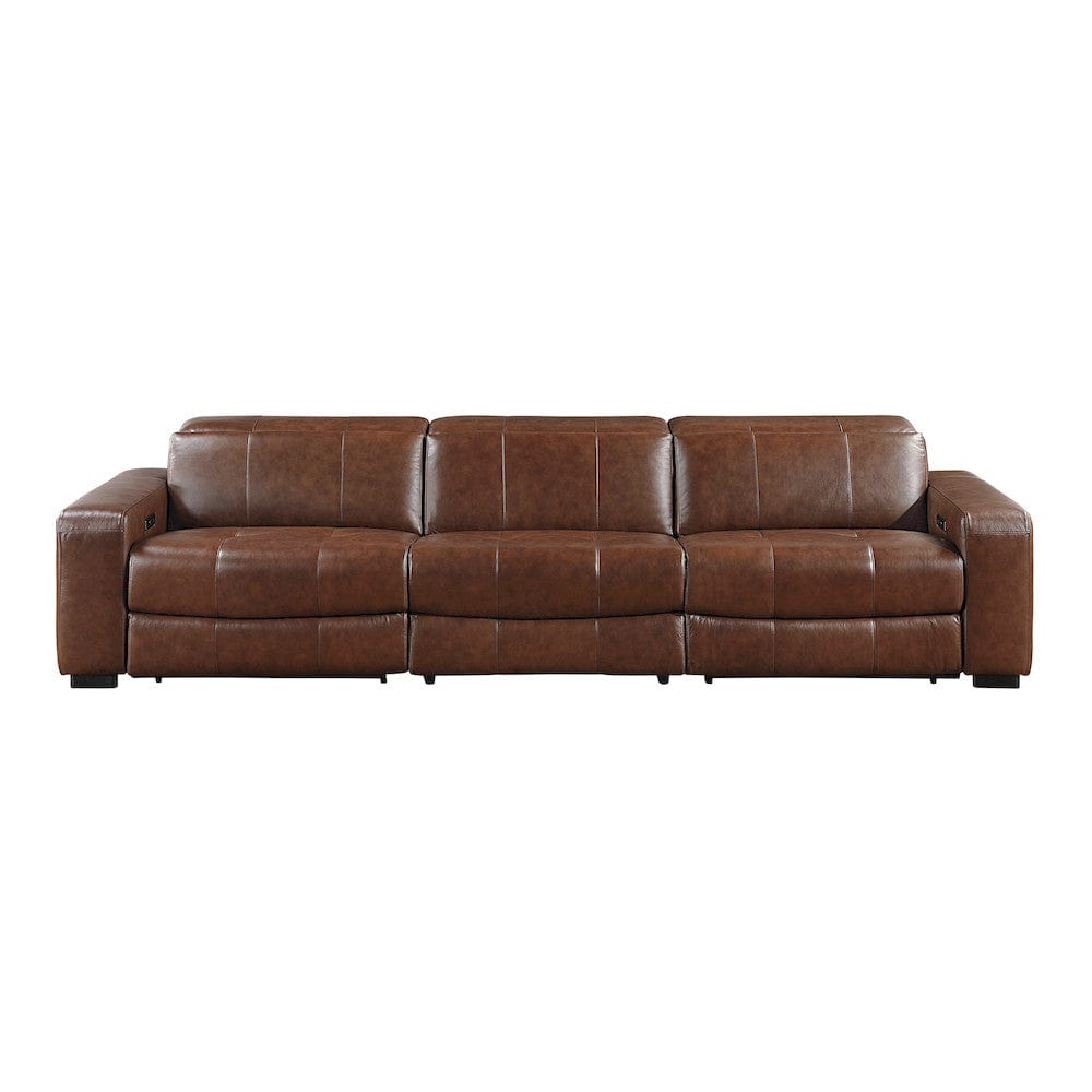 Homelegance  - Sutton Power Double Reclining Sofa W/ Power Headrests and Charging Ports in Brown - 9790BRW-3PWHx  view 1