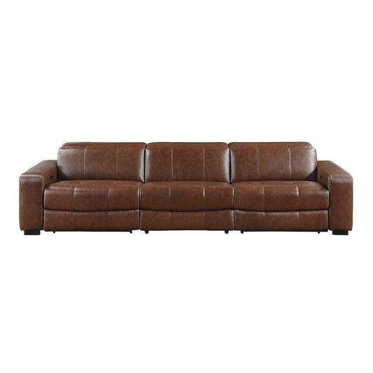 Homelegance  - Sutton Power Double Reclining Sofa W/ Power Headrests and Charging Ports in Brown - 9790BRW-3PWHx  view 1