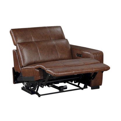 Homelegance  - Sutton Power Double Reclining Sofa W/ Power Headrests and Charging Ports in Brown - 9790BRW-3PWHx  view 4