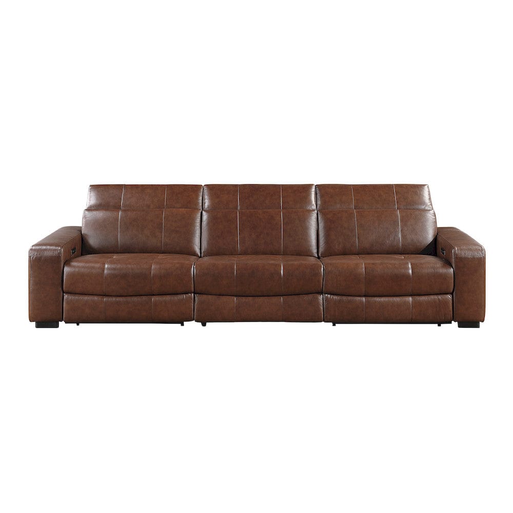 Homelegance  - Sutton Power Double Reclining Sofa W/ Power Headrests and Charging Ports in Brown - 9790BRW-3PWHx  view 8