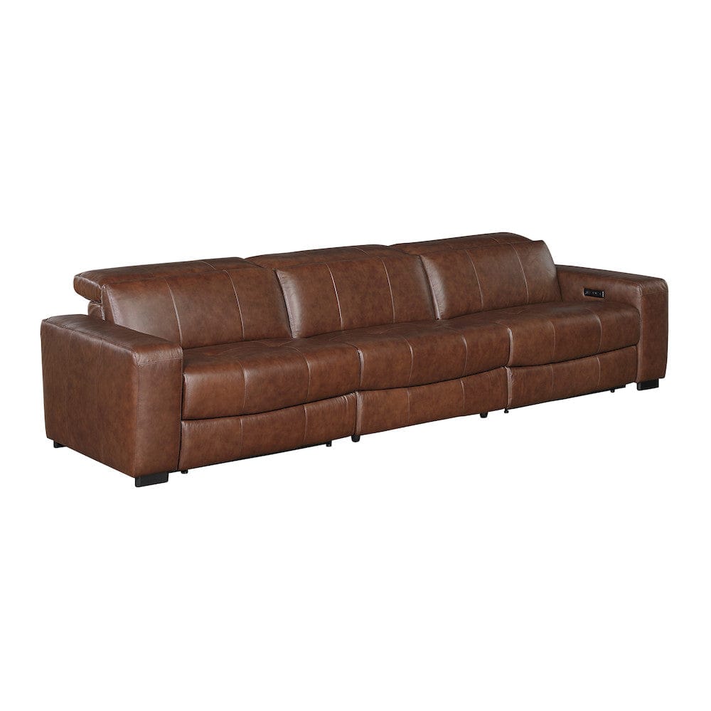 Homelegance  - Sutton Power Double Reclining Sofa W/ Power Headrests and Charging Ports in Brown - 9790BRW-3PWHx  view 9