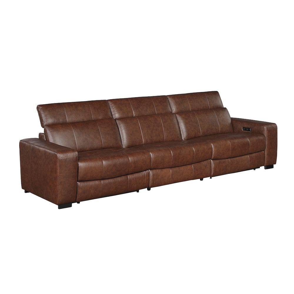Homelegance  - Sutton Power Double Reclining Sofa W/ Power Headrests and Charging Ports in Brown - 9790BRW-3PWHx  view 10
