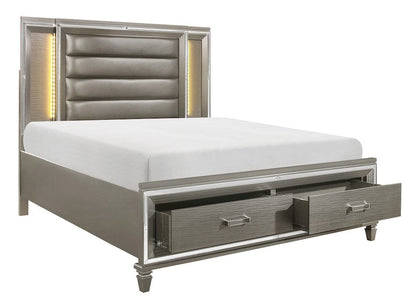 Homelegance  - Tamsin California King Platform Bed W/ Footboard Storage, LED Lighting in Silver - 1616K-1CKx  view 4