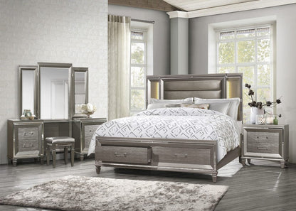 Homelegance  - Tamsin California King Platform Bed W/ Footboard Storage, LED Lighting in Silver - 1616K-1CKx  view 7