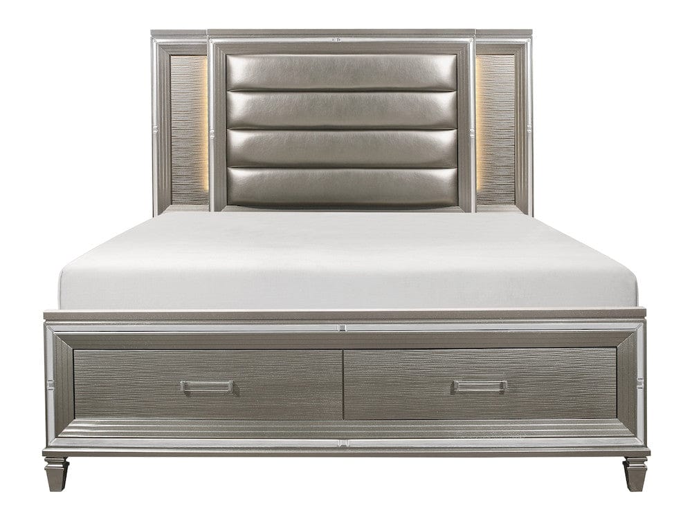 Homelegance  - Tamsin Eastern King Platform Bed W/ Footboard Storage, LED Lighting in Silver - 1616K-1EKx  view 1