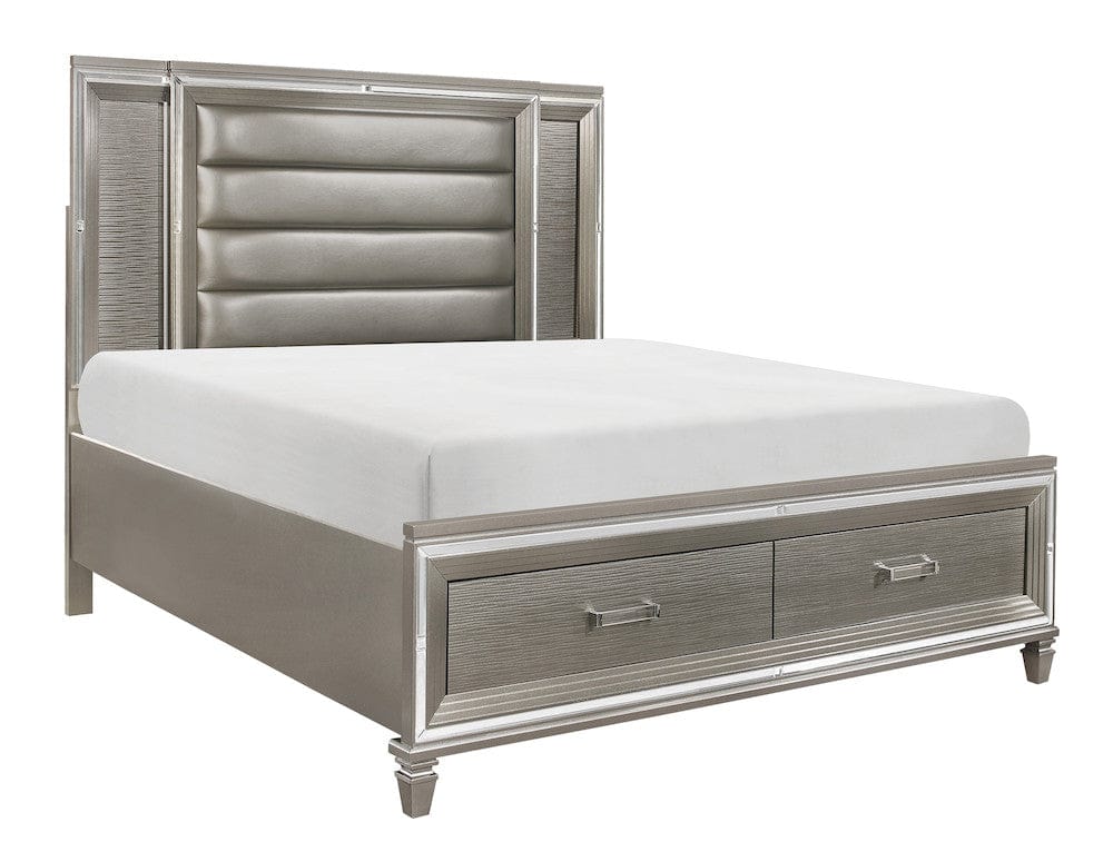 Homelegance  - Tamsin Eastern King Platform Bed W/ Footboard Storage, LED Lighting in Silver - 1616K-1EKx  view 8