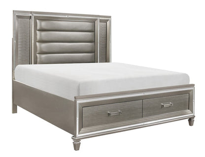 Homelegance  - Tamsin Queen Platform Bed W/ Footboard Storage, LED Lighting in Silver - 1616-1x  view 3