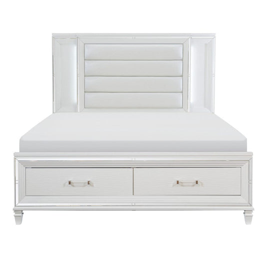 Homelegance  - Tamsin Queen Platform Bed W/ LED Lighting and Footboard Storage in White - 1616W-1x  view 1