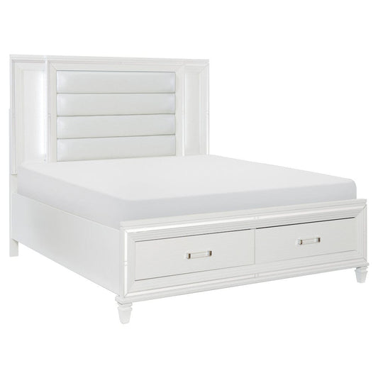 Homelegance  - Tamsin Queen Platform Bed W/ LED Lighting and Footboard Storage in White - 1616W-1x  view 2