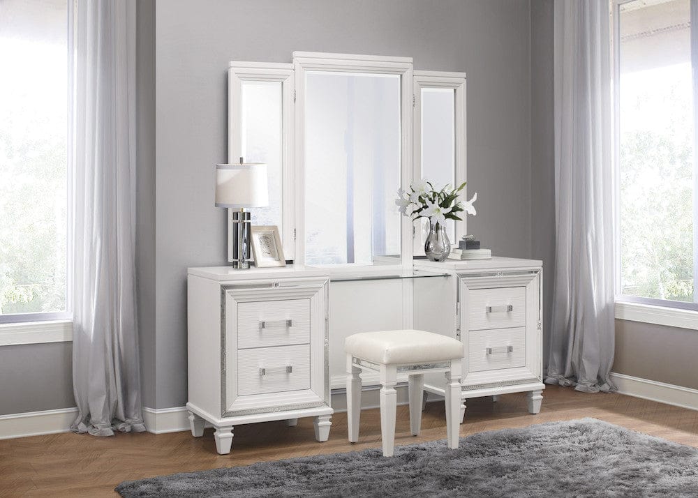 Homelegance  - Tamsin Vanity Stool in White - 1616W-14  view 3