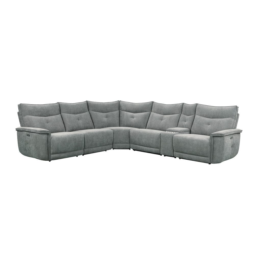 Homelegance  - Tesoro 6-Piece Modular Power Reclining Sectional W/ Power Headrests and USB Ports in Dark gray - 9509DGx6LRRRPWH  view 1