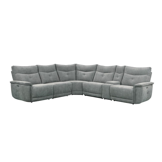 Homelegance  - Tesoro 6-Piece Modular Power Reclining Sectional W/ Power Headrests and USB Ports in Dark gray - 9509DGx6LRRRPWH  view 1