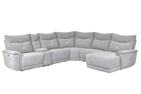 Homelegance  - Tesoro 6-Piece Modular Power Reclining Sectional W/ Power Headrests, Right Chaise and USB Port in Mist gray - 9509MGYx6LRPWH5R  view 1