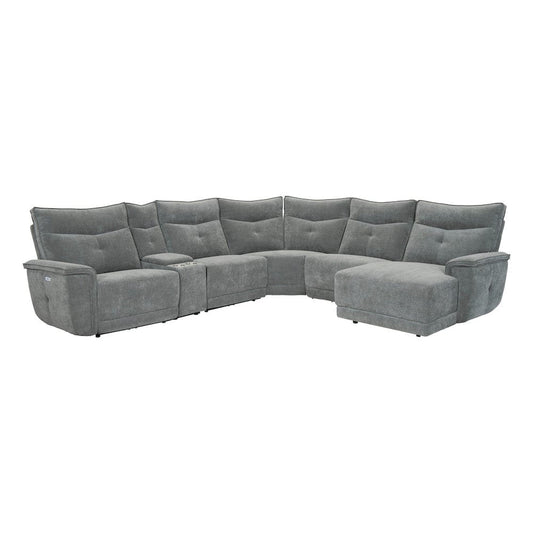 Homelegance  - Tesoro 6-Piece Modular Power Reclining Sectional W/ Power Headrests, Right Chaise and USB Ports in Dark gray - 9509DGx6LRPWH5R  view 1