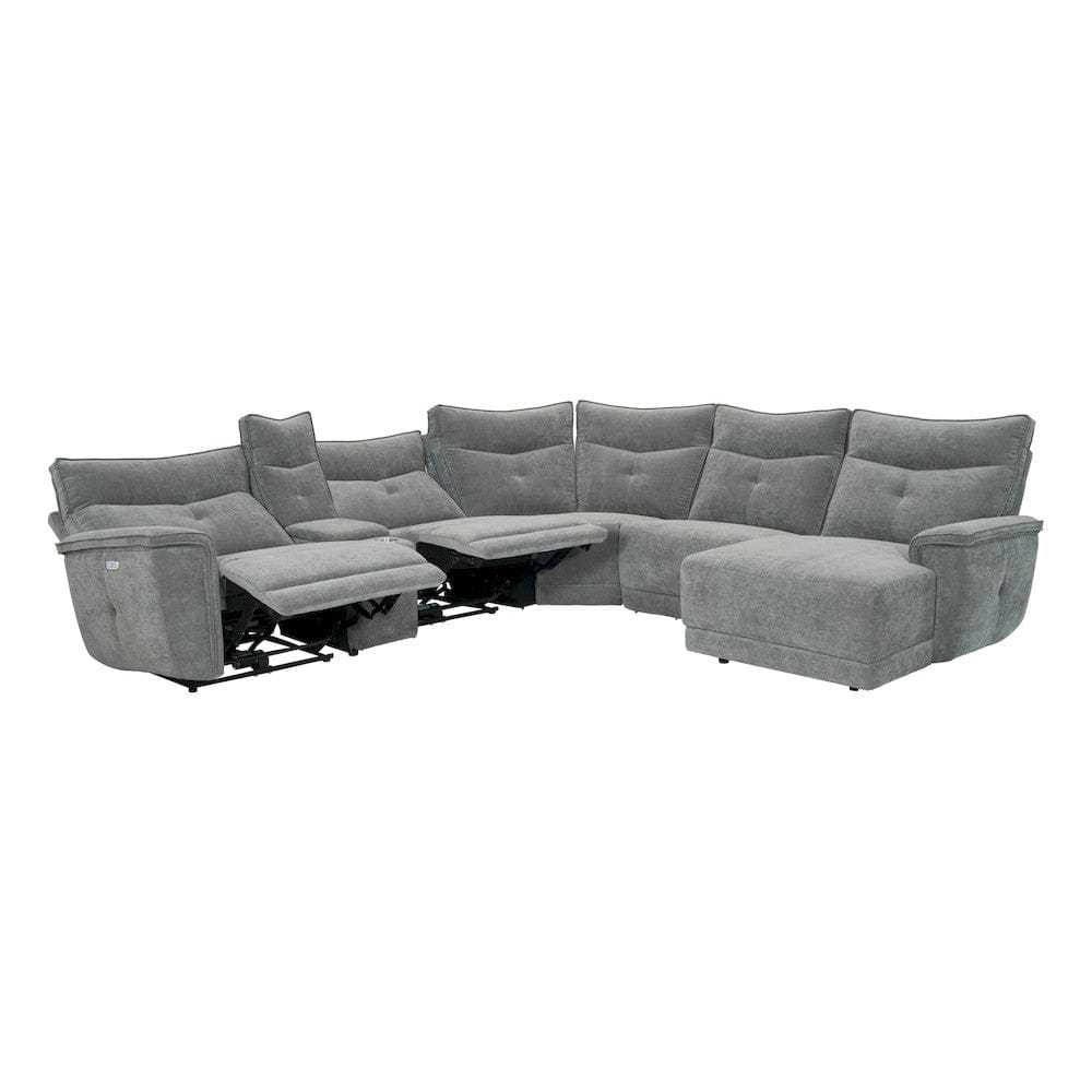 Homelegance  - Tesoro 6-Piece Modular Power Reclining Sectional W/ Power Headrests, Right Chaise and USB Ports in Dark gray - 9509DGx6LRPWH5R  view 4