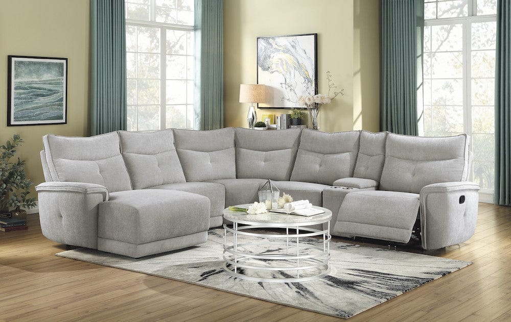 Homelegance  - Tesoro 6-Piece Modular Reclining Sectional W/ Left Chaise in Mist gray - 9509MGYx65LRR  view 2
