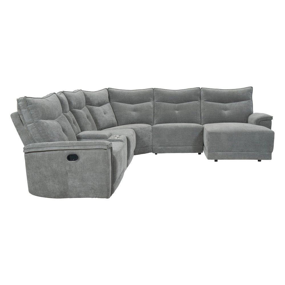 Homelegance  - Tesoro 6-Piece Modular Reclining Sectional W/ Right Chaise in Dark gray - 9509DGx6LR5R  view 1