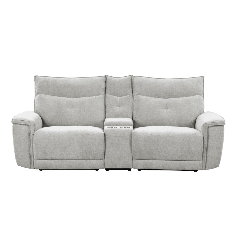 Homelegance  - Tesoro Power Double Reclining Love Seat W/ Center Console and Power Headrests in Mist gray - 9509MGY-2CNPWHx  view 1
