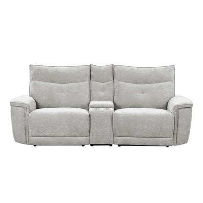 Homelegance  - Tesoro Power Double Reclining Love Seat W/ Center Console and Power Headrests in Mist gray - 9509MGY-2CNPWHx  view 1