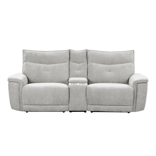 Homelegance  - Tesoro Power Double Reclining Love Seat W/ Center Console and Power Headrests in Mist gray - 9509MGY-2CNPWHx  view 1