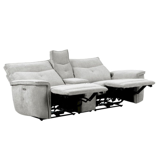 Homelegance  - Tesoro Power Double Reclining Love Seat W/ Center Console and Power Headrests in Mist gray - 9509MGY-2CNPWHx  view 2