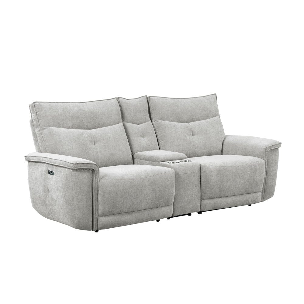 Homelegance  - Tesoro Power Double Reclining Love Seat W/ Center Console and Power Headrests in Mist gray - 9509MGY-2CNPWHx  view 4
