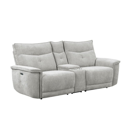 Homelegance  - Tesoro Power Double Reclining Love Seat W/ Center Console and Power Headrests in Mist gray - 9509MGY-2CNPWHx  view 4