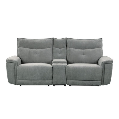 Homelegance  - Tesoro Power Double Reclining Love Seat W/ Center Console, Power Headrests and USB Ports in Dark gray - 9509DG-2CNPWHx  view 1