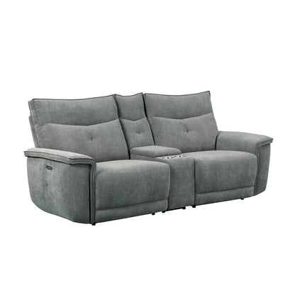 Homelegance  - Tesoro Power Double Reclining Love Seat W/ Center Console, Power Headrests and USB Ports in Dark gray - 9509DG-2CNPWHx  view 2