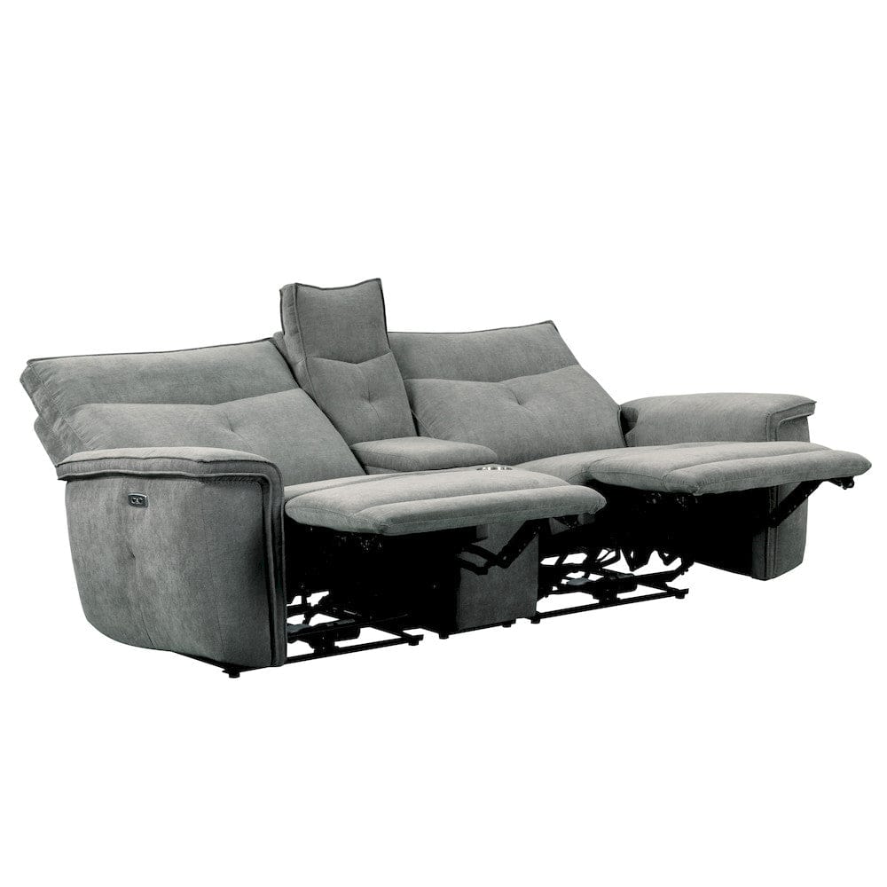 Homelegance  - Tesoro Power Double Reclining Love Seat W/ Center Console, Power Headrests and USB Ports in Dark gray - 9509DG-2CNPWHx  view 3