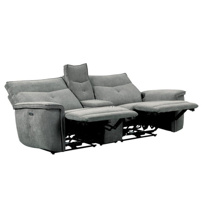Homelegance  - Tesoro Power Double Reclining Love Seat W/ Center Console, Power Headrests and USB Ports in Dark gray - 9509DG-2CNPWHx  view 3