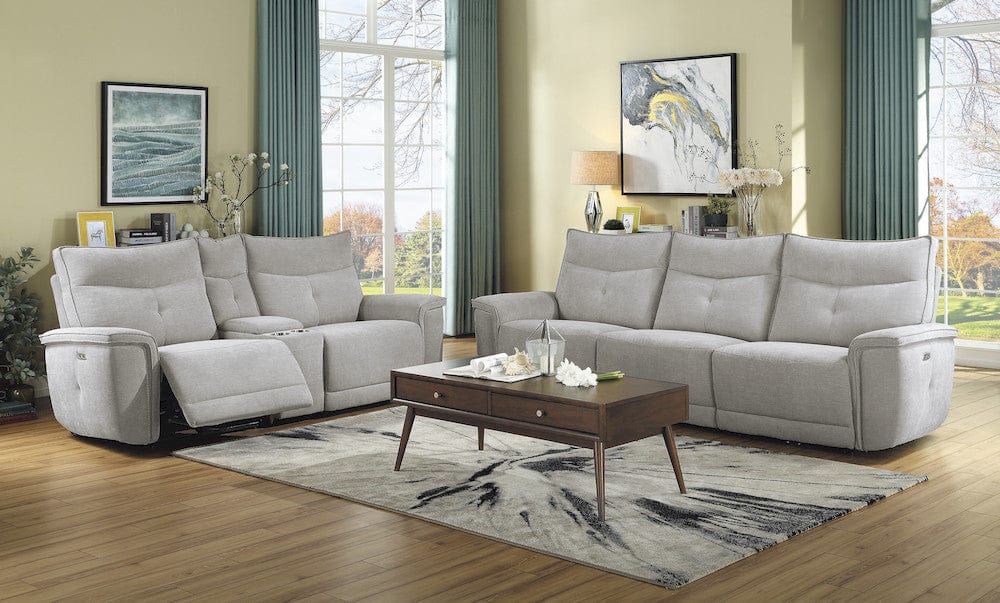 Homelegance  - Tesoro Power Double Reclining Sofa W/ Power Headrests in Mist gray - 9509MGY-3PWHx  view 3