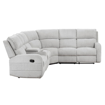 Homelegance  - Thorne 3-Piece Reclining Sectional W/ Left Console in Light gray - 8406GYxSC  view 2