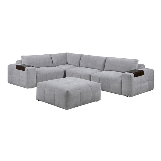 Homelegance  - Tidal 5-Piece Modular Sectional W/ Ottoman in Gray - 9155GYx51L1ROT  view 1