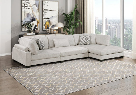 Homelegance  - Tinley 3-Piece Modular Sectional W/ Chaise in Beige - 9555BEGx3CRACVC  view 2