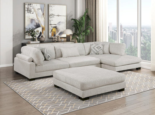 Homelegance  - Tinley 4-Piece Modular Sectional W/ Chaise and Ottoman in Beige - 9555BEGx4CRACVCOT  view 1