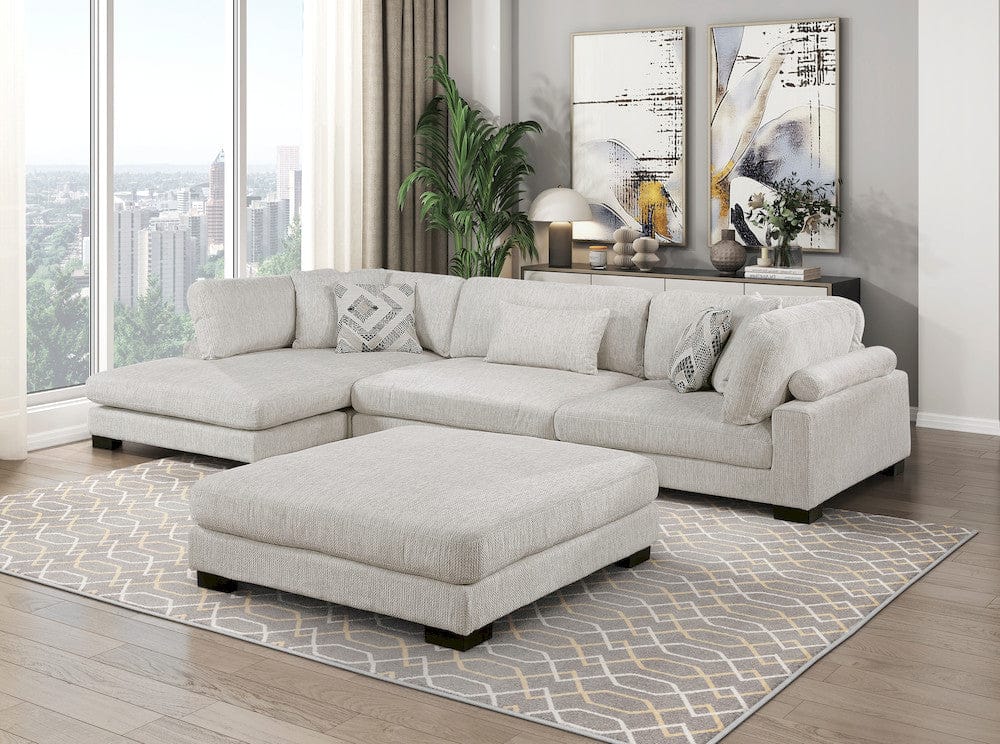Homelegance  - Tinley 4-Piece Modular Sectional W/ Chaise and Ottoman in Beige - 9555BEGx4CRACVCOT  view 11