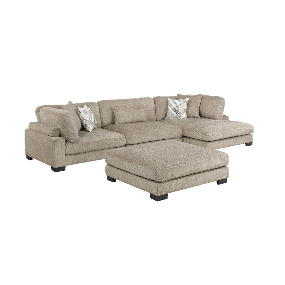 Homelegance  - Tinley 4-Piece Modular Sectional W/ Chaise and Ottoman in Brown - 9555BRWx4CRACVCOT  view 1