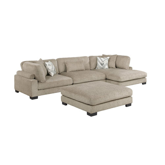 Homelegance  - Tinley 4-Piece Modular Sectional W/ Chaise and Ottoman in Brown - 9555BRWx4CRACVCOT  view 1