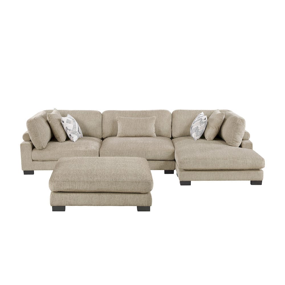 Homelegance  - Tinley 4-Piece Modular Sectional W/ Chaise and Ottoman in Brown - 9555BRWx4CRACVCOT  view 9