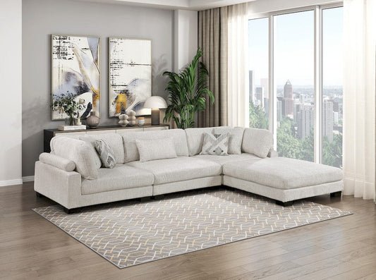 Homelegance  - Tinley 4-Piece Modular Sectional W/ Ottoman in Beige - 9555BEGx42CRACOT  view 1